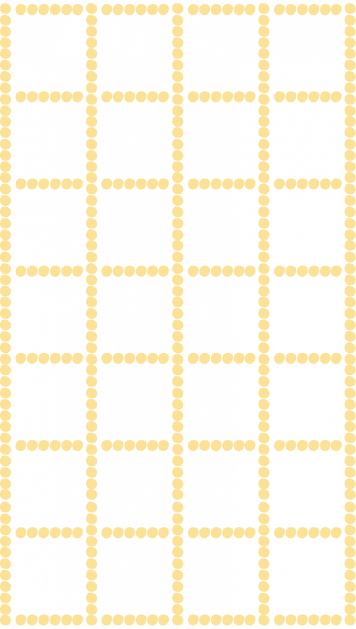 Four columns of yellow dots forming a grid with five rows and five sections in each column on a white background.