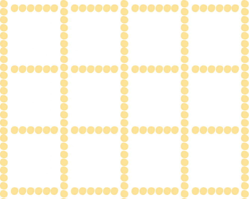 Four columns of yellow dots forming a grid with five rows and five sections in each column on a white background.
